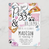 Pizza & Pajamas Slumber Party Einladung (Vorne/Hinten)