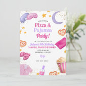 Pizza & Pajamas Teen Girl Tween Girl Slumber Party Einladung (Stehend Vorderseite)