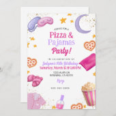 Pizza & Pajamas Teen Girl Tween Girl Slumber Party Einladung (Vorne/Hinten)