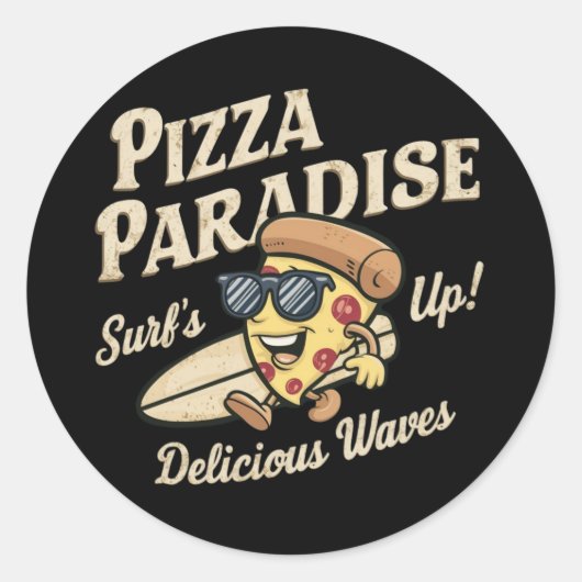 Pizza Paradise Runder Aufkleber (Vorderseite)