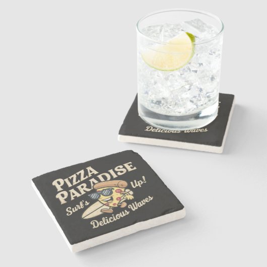 Pizza Paradise Steinuntersetzer (Seitenansicht)