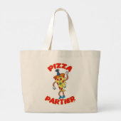 Pizza Partier Funny Cartoon Slice Logo Spaß Jumbo Stoffbeutel (Rückseite)