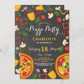 Pizza Party Abendessen Geburtstagsparty Einladung (Vorne/Hinten)