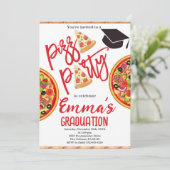 Pizza Party Abschluss Einladung (Stehend Vorderseite)