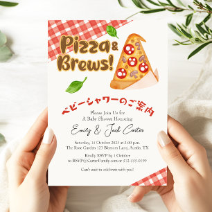 Pizza Party Baby Dusche Niedlich Slice Red Gingham Einladung
