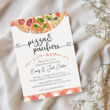 Pizza Party Baby Dusche Wasserfarbe Roter Gingham