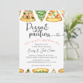 Pizza Party Baby Dusche Whimsical Slice Lässig Einladung (Stehend Vorderseite)