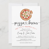 Pizza Party Baby Shower Herzstück Einfache Beschre Einladung (Vorderseite)