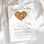 Pizza Party Babydusche Herz Wasserfarbe Einfach Einladung