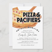 Pizza Party Babydusche Pepparoni Wasserfarbe Retro Einladung (Vorderseite)