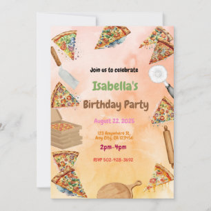 Pizza Party Bash: Spaß zum Geburtstag Einladung