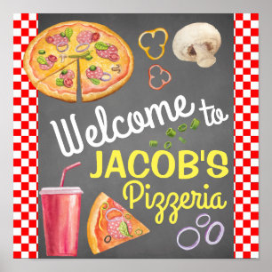 Pizza Party Begrüßungszeichen Poster
