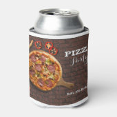 Pizza Party Birthday Adult Gästebuch Dosenkühler (Kanne Vorderseite)
