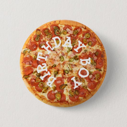 Pizza Party Birthday Boy Button (Vorderseite)