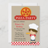 Pizza Party Birthday Boy Einladung (Vorderseite)