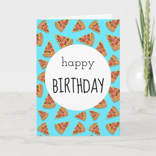 Pizza Party Birthday Card Blue Karte (Vorderseite)
