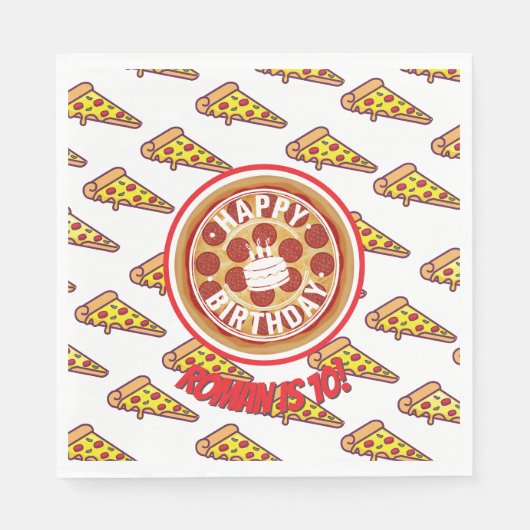 Pizza Party Birthday Decor | Fun Pizza Slice Theme Serviette (Vorderseite)