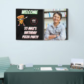 Pizza Party Birthday Fun Pizza Slice Kids Photo Banner (Messeveranstaltung)
