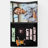 Pizza Party Birthday Fun Pizza Slice Kids Photo Banner (Vertikal)