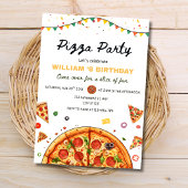 Pizza Party Birthday Invitation, Food Theme Barty Einladung
