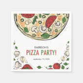 Pizza Party Birthday Paper Napkin Serviette (Vorderseite)