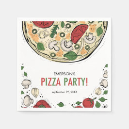 Pizza Party Birthday Paper Napkin Serviette