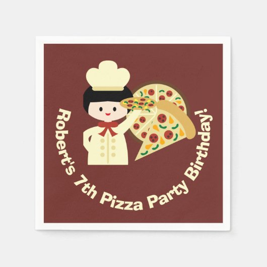 Pizza Party Birthday Paper Napkins Serviette (Vorderseite)