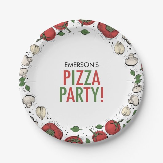Pizza Party Birthday Paper Plate Pappteller (Vorderseite)