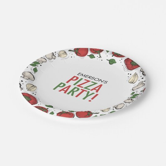 Pizza Party Birthday Paper Plate Pappteller (Schrägansicht)