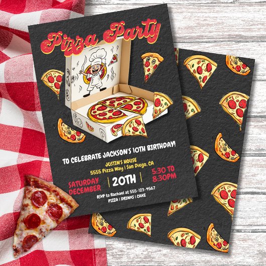 Pizza Party Box Geburtstag Einladung