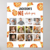 Pizza Party Boy Birthday Foto Milestone Unterschri Poster (Vorne)