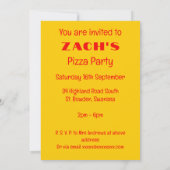 Pizza Party Cartoon Einladung (Rückseite)