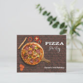Pizza Party Custom Einladung Postkarte (Stehend Vorderseite)