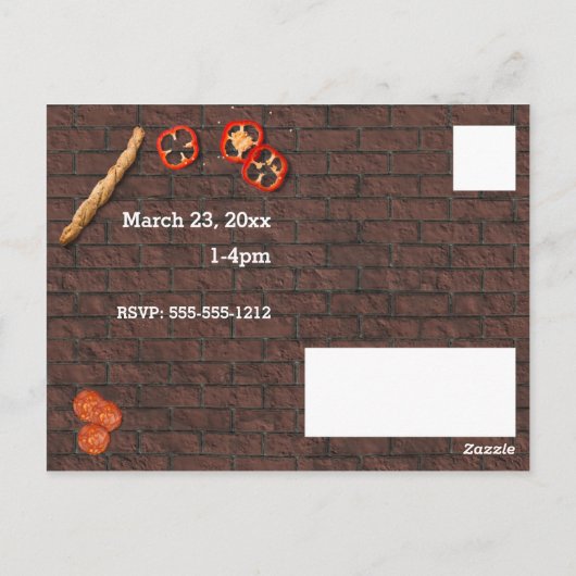 Pizza Party Custom Einladung Postkarte (Rückseite)