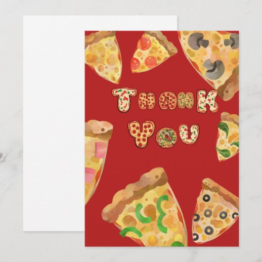 Pizza Party Danke Karte (Vorne/Hinten)