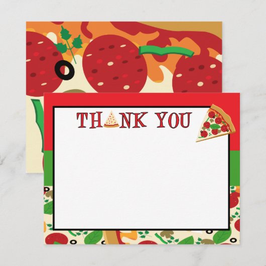Pizza Party Danke Karte (Vorne/Hinten)