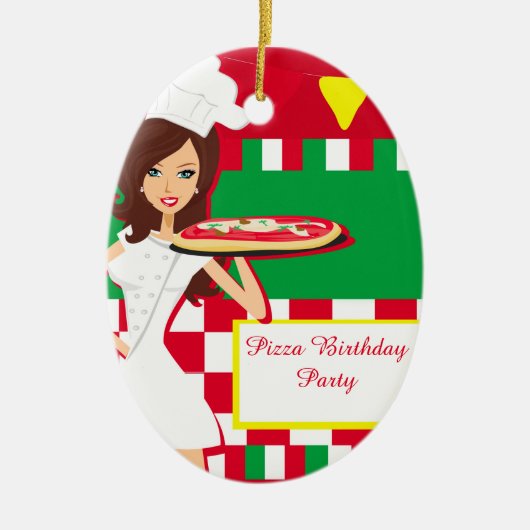 Pizza-Party-Dekoration Keramik Ornament (Vorne)