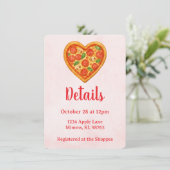 Pizza Party Details Card | Heart Pizza Red Checker Einladung (Stehend Vorderseite)