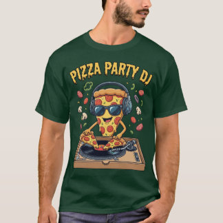 Pizza-Party-DJ Lustige Pizza-Scheibe Cartoon T-Shirt