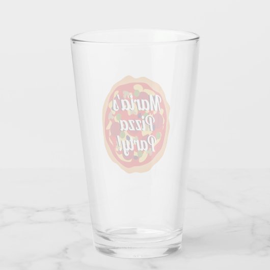 Pizza Party Drink Glas mit Sondertext (Rückseite)