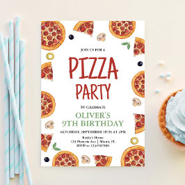 Pizza-Party, ein Stück Spaß Pizza-Party Geburtstag Einladung