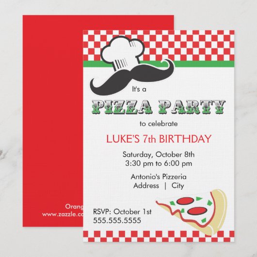 Pizza-Party Einladung (Vorne/Hinten)