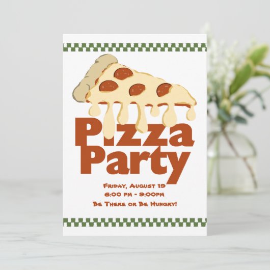Pizza-Party Einladung (Stehend Vorderseite)