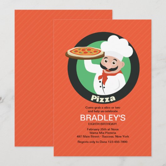 Pizza-Party Einladung (Vorne/Hinten)