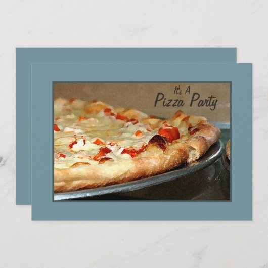 Pizza-Party Einladung (Vorne/Hinten)