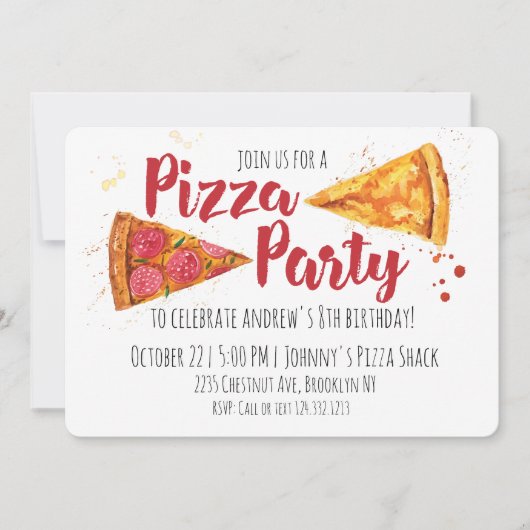 Pizza-Party Einladung (Vorderseite)