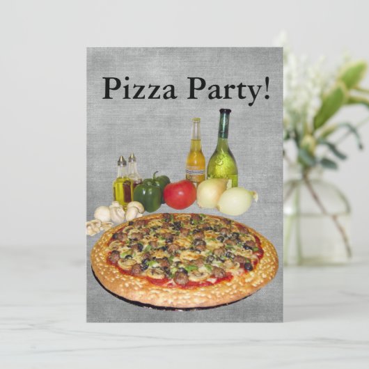 Pizza-Party Einladung (Stehend Vorderseite)