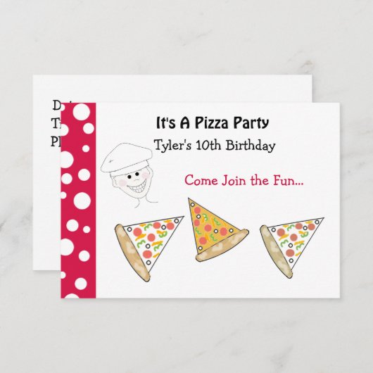 Pizza-Party Einladung (Vorne/Hinten)