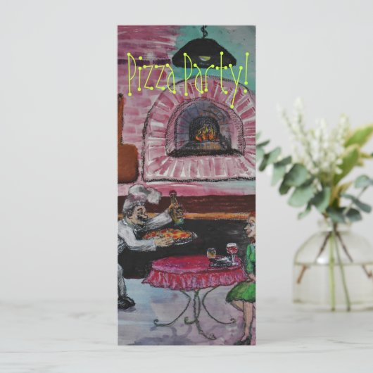 Pizza-Party Einladung (Stehend Vorderseite)