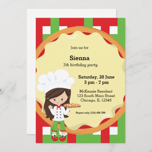 Pizza-Party Einladung (Vorne/Hinten)